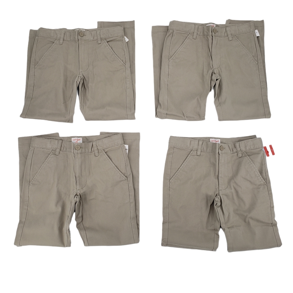 NWT Cat & Jack Boys School Uniform Pants Size 8 Husky - Four Pack Vintage Khaki